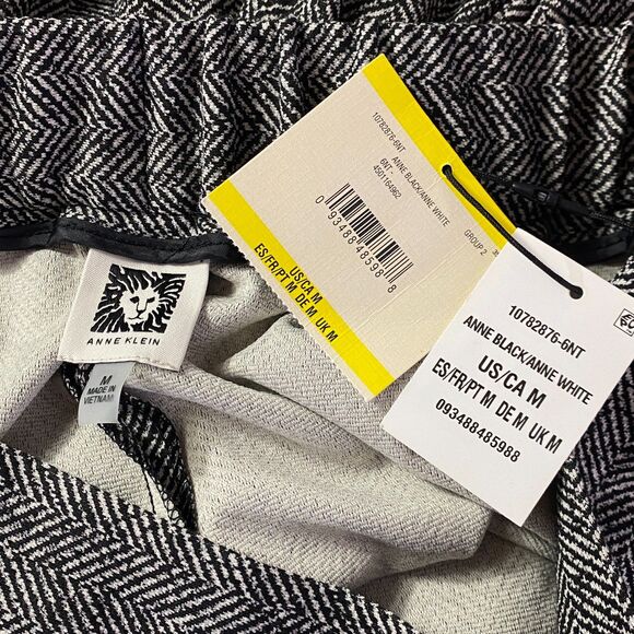 New Anne Klein Herringbone Wide Leg Pleat Front Pant Women's Size Medium - Picture 3 of 11